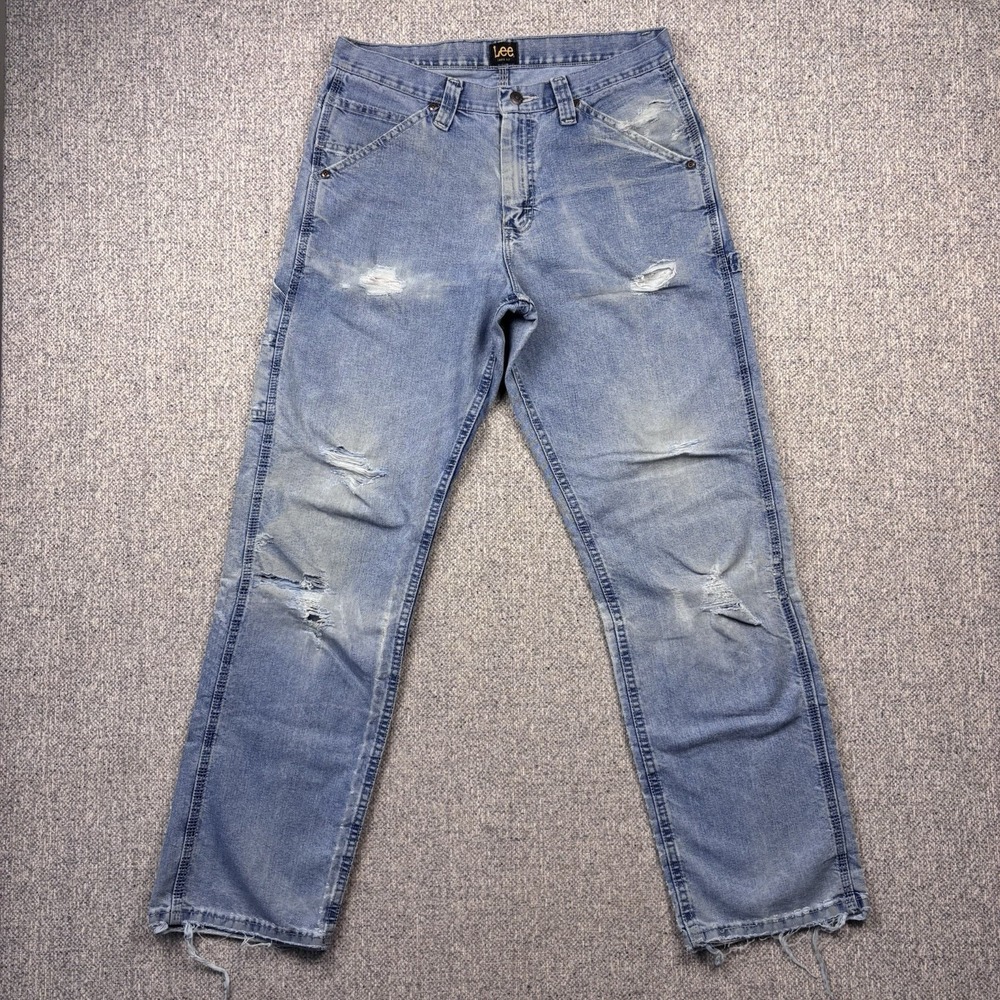 VTG Lee Carpenter Jeans Light Wash‎ Distressed Thrashed Skater Grunge Y2K 31x32
